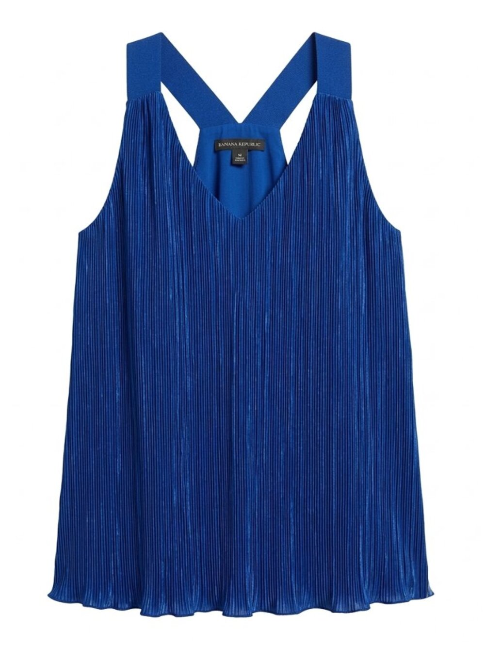 Banana Republic Royal Blue Plissé Micro Pleated V-Neck Tank Top Cami Size M